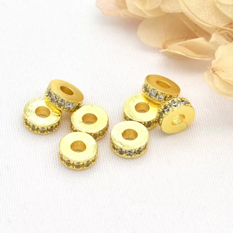 18K Verguld Koper DIY Tussenkraal Met Kleurrijke Strass Losse Kralen Sieraden Maken Accessoires