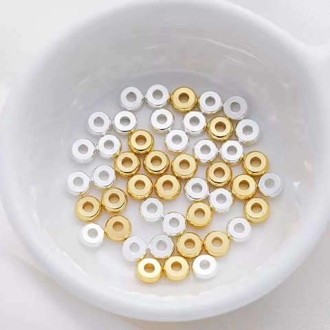 Perline Distanziatrici Rondelle in Rame Placcato Oro Per La Creazione Di Gioielli Perline Tonde Piatte Lisce Per Fai Da Te Bracciale Collana
