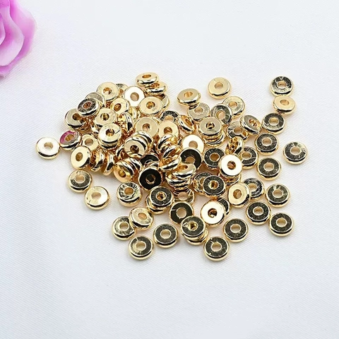 Perline Distanziatrici Rondelle in Rame Placcato Oro Per La Creazione Di Gioielli Perline Tonde Piatte Lisce Per Fai Da Te Bracciale Collana