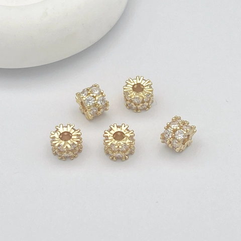 Perline Distanziatrici a Fiocco di Neve in Rame e Zirconia per Accessori Fai-da-te Collane Bracciali Oro Argento Charm