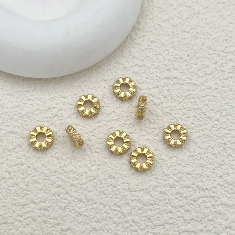 Perline Distanziatrici in Rame Placcato Oro con Zirconia per Creazione Gioielli Fai da Te Braccialetti Collane Cilindro