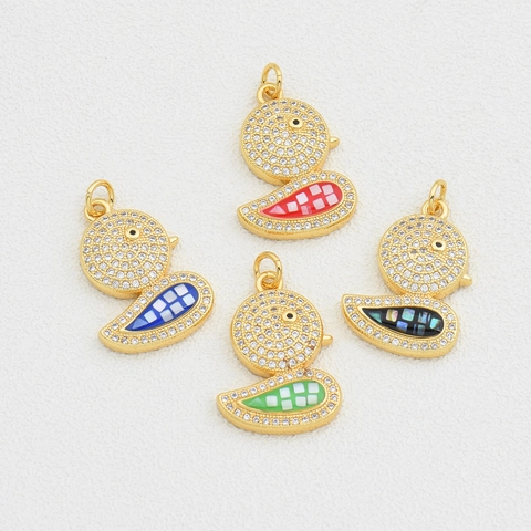 Ciondolo in Rame Placcato Oro a Forma di Anatra Con Strass Accessori per Creazione di Gioielli DIY per Collana
