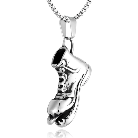 Punk Rock Stainless Steel Sneaker Pendant Necklace For Men Hip Hop Retro Boot Shape Polished Gothic Jewelry Charm Accessory