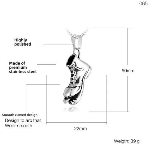 Punk Rock Stainless Steel Sneaker Pendant Necklace For Men Hip Hop Retro Boot Shape Polished Gothic Jewelry Charm Accessory