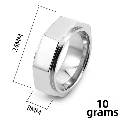 Industrial Hexagon Nut Stainless Steel Ring For Men Women Fashion Geometric Faceted Brushed Finger Ring Jewelry
