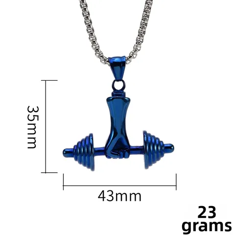 Stainless Steel Dumbbell Pendant Necklace For Men Women Fitness Gym Jewelry Punk Box Chain Dumbbell Pendant Necklace Gift