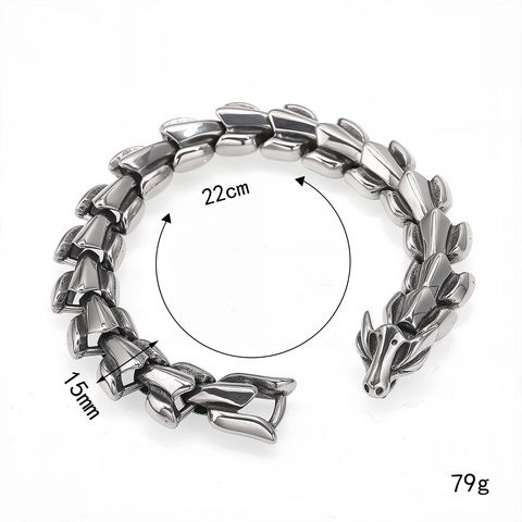 Men's Punk Titanium Steel Dragon Bone Bracelet Vintage Dragon Scale Chain With Dragon Head Clasp Retro Fashion Jewelry Gift