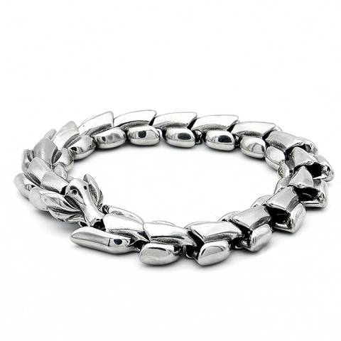 Men's Punk Titanium Steel Dragon Bone Bracelet Vintage Dragon Scale Chain With Dragon Head Clasp Retro Fashion Jewelry Gift