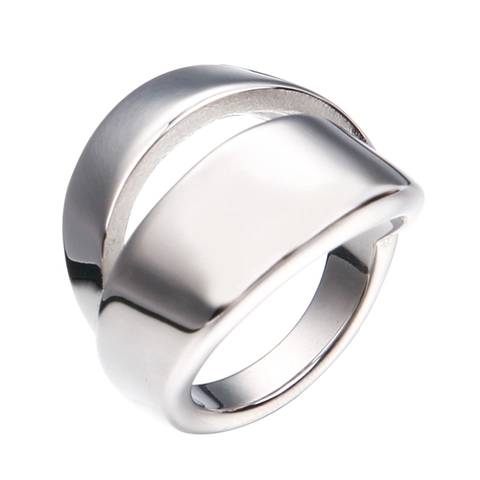 Minimalist Stainless Steel Bottle Opener Ring For Men Wide Band Geometric Polished Punk Style Finger Ring Jewelry Gift