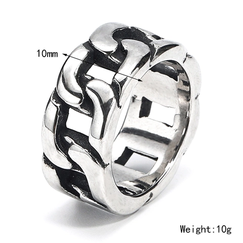 Retro Punk Edelstahl Panzerkette Ring Für Herren Unisex Gothic Lokomotive Hohler Bandring Mode Schmuck