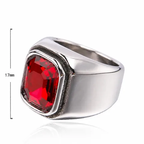 Vintage Herren Titanstahl Ring Quadrat Künstlicher Edelstein Eingelegt Punk Geometrischer Siegelring Modeschmuck Für Herren