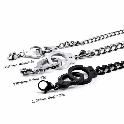 Trend Titanium Steel Handcuff Splice Cuban Link Bracelet For Men Women Couple Punk Hip Hop Street Style Jewelry Wristband
