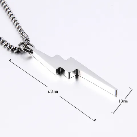Titanium Steel Lightning Bolt Pendant Necklace Hip Hop Punk Style Polished Metal Jewelry For Men Women Daily Wear Accessorize