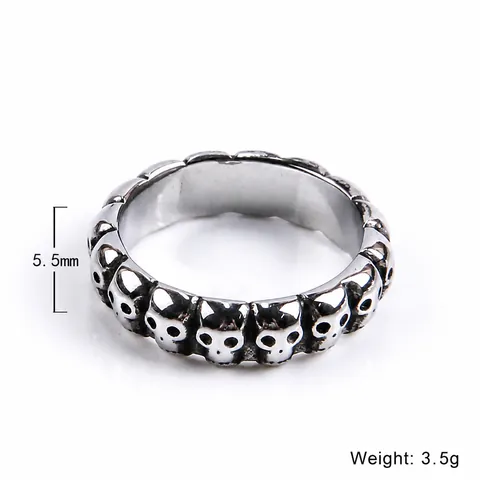 Retro Skull Titanium Steel Ring Punk Gothic Rock Style Skeleton Band Ring For Men Women Hip Hop Skeleton Jewelry Halloween Party Gift