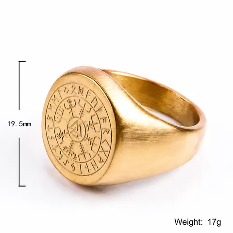 Viking Stainless Steel Ring Vegvisir Compass Valknut Rune Signet Ring For Men Vintage Punk Nordic Warrior Finger Jewelry