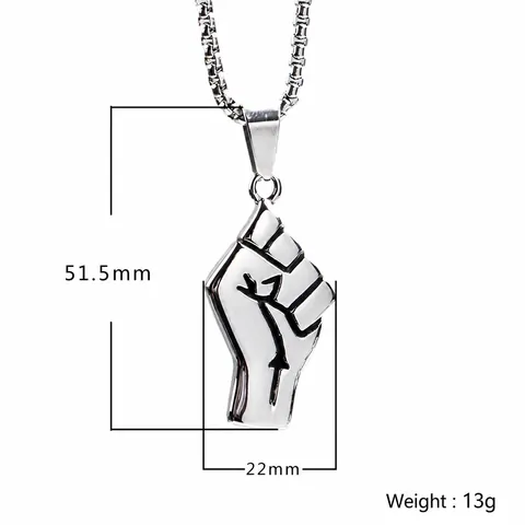 Punk Hip Hop Muscle Fist Pendant Necklace Stainless Steel Men Street Style Polished Jewelry Box Chain Necklace Gift