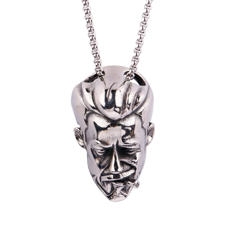 Retro Edelstahl Halskette Mit Rauchendem Männerkopf-Anhänger Hip Hop Punk Rock Stil Schmuck Für Herren