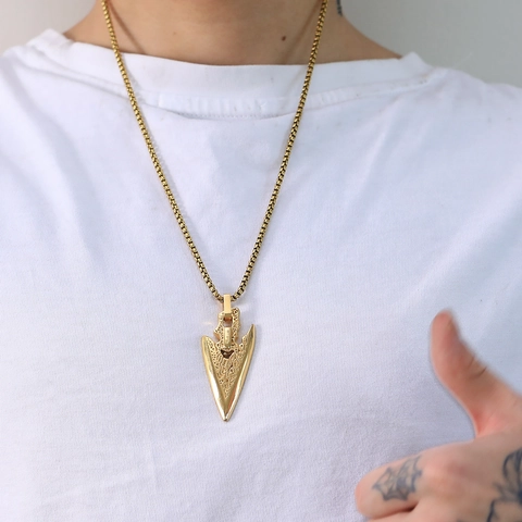 Retro Titanium Steel Arrowhead Pendant Necklace Vintage Punk Style Geometric Arrow Jewelry For Men Women Individual Accessory