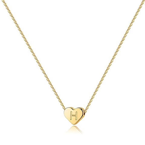 Collana Minimalista in Rame con Iniziale a Cuore per Uomo Donna Placcata Oro Argento Oro Rosa Ciondolo a Cuore 26 Lettere Gioielli