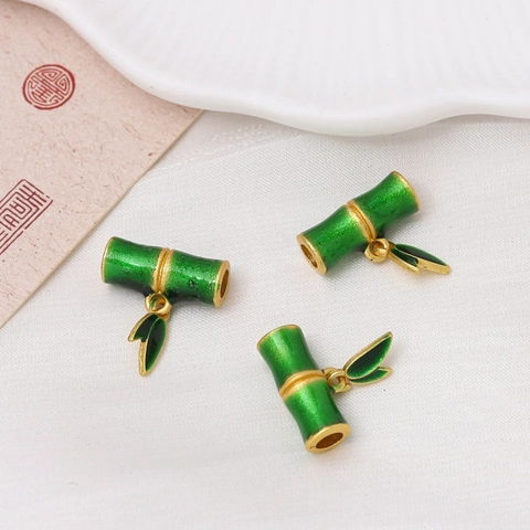 Pendente a Nodo di Bambù in Nuovo Stile Cinese Rame Placcato Oro Smalto Accessorio Gioielli DIY per Collana