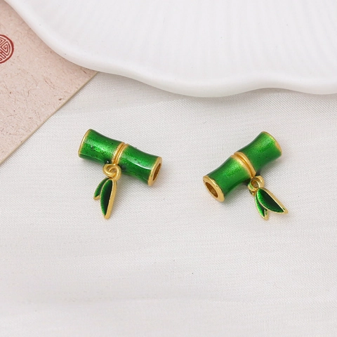 Pendente a Nodo di Bambù in Nuovo Stile Cinese Rame Placcato Oro Smalto Accessorio Gioielli DIY per Collana