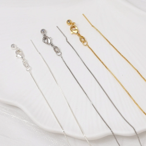 Adjustable Copper Box Chain Lobster Clasp Bracelet For DIY Jewelry Making Component Handmade Slider Bead Needle End Accessory