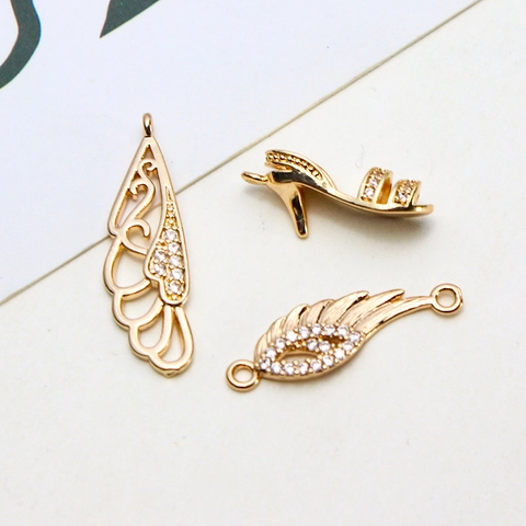 Copper Rhinestone Christmas Pendants For DIY Jewelry Making Gold Plated Cross Boot Feather High Heel Tree Charms Accessories