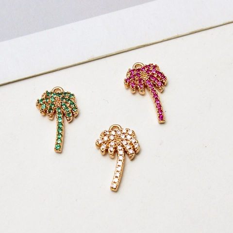 Copper Micro Pave Rhinestone DIY Pendants Guitar Coconut Tree Fish Shapes For Jewelry Making Accessories Crafting