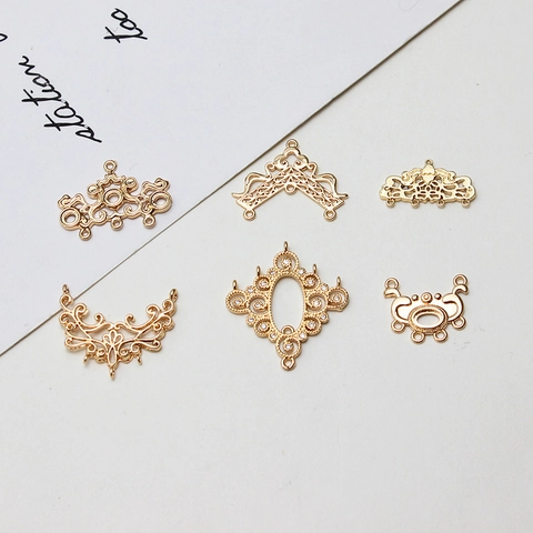 Vintage Brass Filigree Flower Pendant Connectors Multi Hole Jewelry Findings For DIY Earrings Necklace Making Women Accessories
