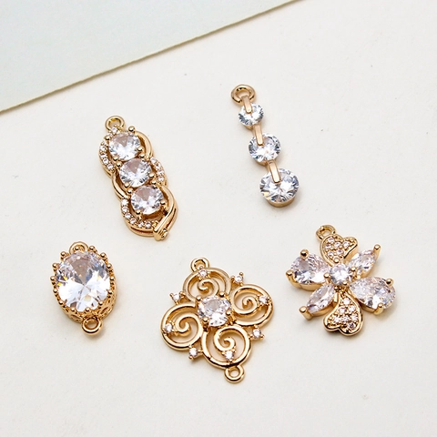 Vintage Court Style Copper Micro-inlaid Zirconia Pendants Gold Plated DIY Jewelry Connectors For Earring Necklace Bracelet Making Accessories