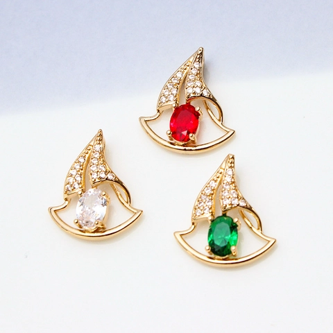 DIY Jewelry Accessories Gold Plated Copper Zirconia Inlaid Sailboat Fairy Bear Pendants For Necklace Bracelet Materials