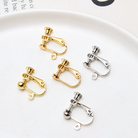 Copper Electroplated Adjustable Screw Earring Converter For Non-Pierced Ears DIY Jewelry Making Findings Screw-on Ear Clip Parts