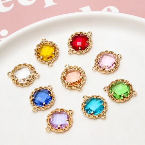 Vintage Rund Strass Spitzenkante Kupfer Verbindungsanhänger Für DIY Halskette Ohrring Herstellung Handgefertigte Schmuck Zubehör