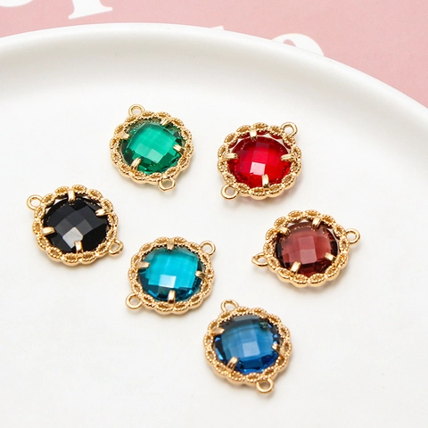 Vintage Rund Strass Spitzenkante Kupfer Verbindungsanhänger Für DIY Halskette Ohrring Herstellung Handgefertigte Schmuck Zubehör