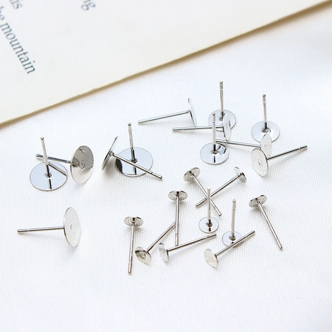 Copper Flat Pad Earring Posts DIY Jewelry Making Findings Real Gold Plated Earring Pins For Earring Making Craft Components