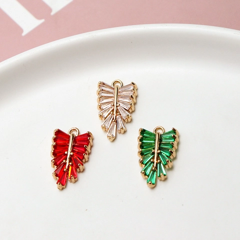 Koper Ingelegde Strass Blad Strik Hangers Voor DIY Oorbellen Ketting Sieraden Maken Decoratieve Hangers Materiaal Voor Vrouwen