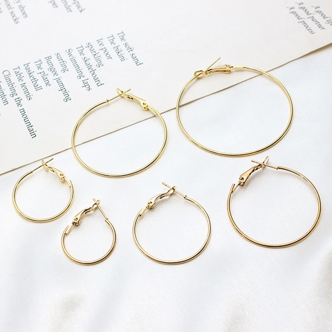 Copper Real Gold Plated Minimalist Geometric Circle Hoop Earrings For Women DIY Jewelry Making Accessories Earring Findings