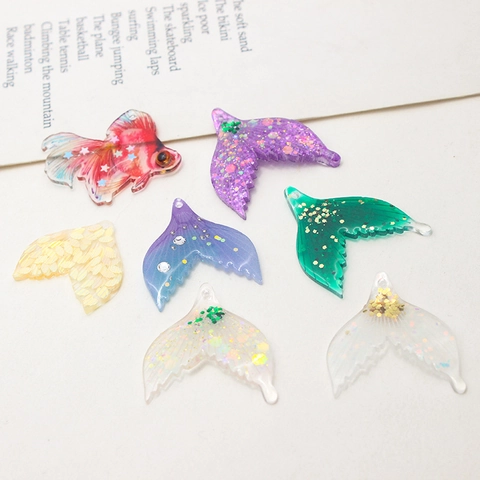 Pendenti in Acrilico a Coda di Sirena Pesce Rosso Ali di Farfalla Accessori per Gioielli Fai da Te Paillettes Colorate Materiali Fatti a Mano per Orecchini Collana