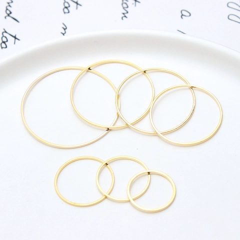 Minimalistisch Geometrisch Rund Kreis Kupfer Anhänger Gold Weißgold Vergoldet DIY Schmuckherstellung Glatt Hohl Ring Charm