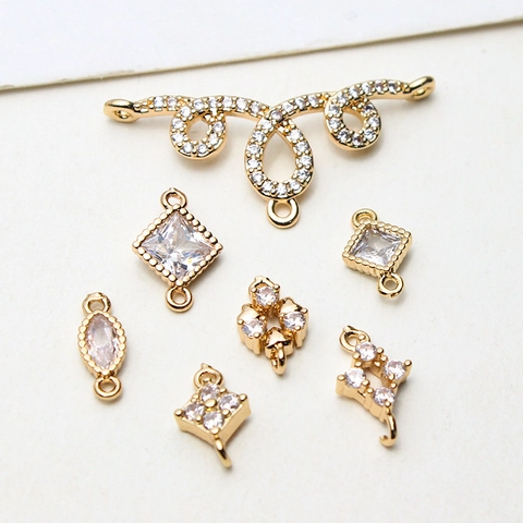 Copper Zirconia Connectors Geometric Pendants For DIY Jewelry Making Gold Plated Connectors For Necklace Bracelet handmade findings