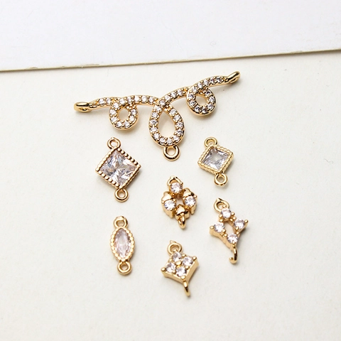 Copper Zirconia Connectors Geometric Pendants For DIY Jewelry Making Gold Plated Connectors For Necklace Bracelet handmade findings