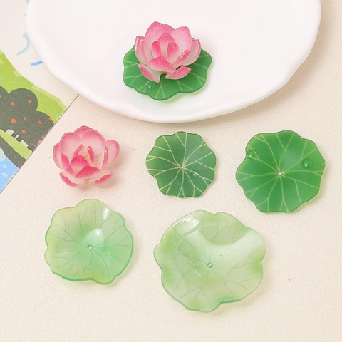 DIY Handgefertigte Harz Lotusblume Lotusblatt Perlen Farbverlauf Pflanze Floral Schmuckzubehör Für Ohrringe Haarnadel Herstellung