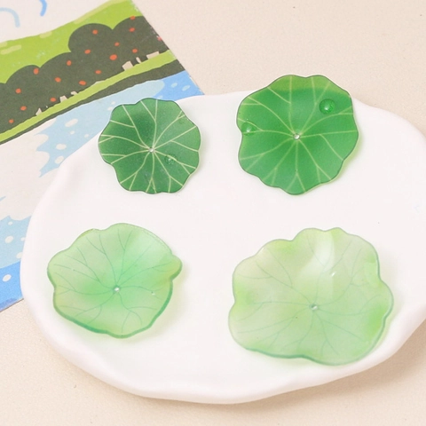 DIY Handgefertigte Harz Lotusblume Lotusblatt Perlen Farbverlauf Pflanze Floral Schmuckzubehör Für Ohrringe Haarnadel Herstellung