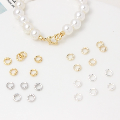 Koper Echt Goud Verguld Ronde Knijpkraal Verbergers Kunstparelkappen Eindverbinders Voor DIY Ketting Armband Maken Sieraden Onderdelen