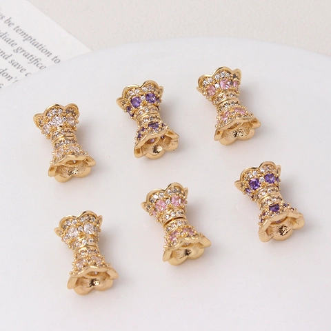 Copper Gold Plated Zirconia Wasp Waist Rotating Screw Clasp DIY Pearl Necklace Bracelet Connection Accessory Jewelry Findings