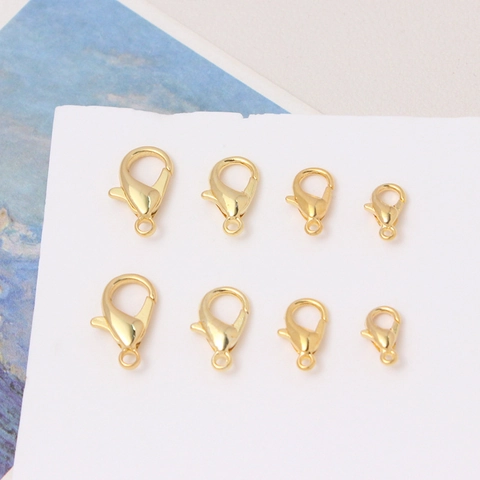 18K Gold Plated Zinc Alloy Lobster Clasp Connectors For DIY Jewelry Making Necklace Bracelet Findings Accessories