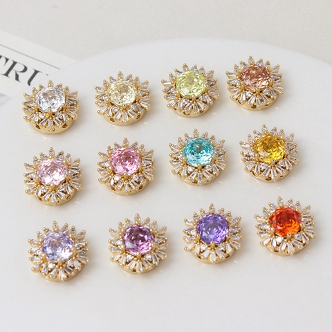 Copper Gold Plated Zircon Snowflake Flower Spacer Beads Charms For DIY Bracelet Necklace Making Elegant Jewelry Accessories