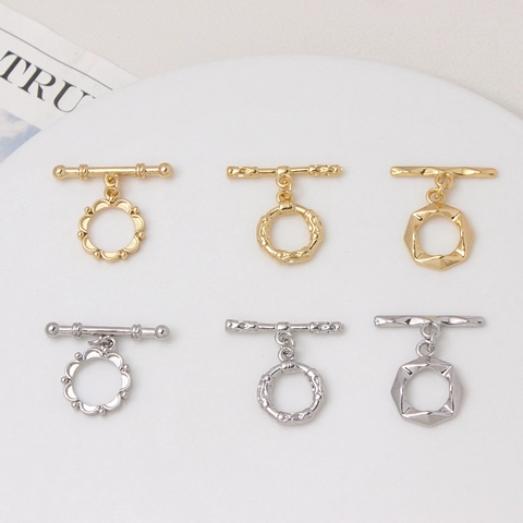 14K Gold Plated Copper Rose Tulip Floral Toggle Clasps OT Connectors For DIY Necklace Bracelet Jewelry Making Accessories