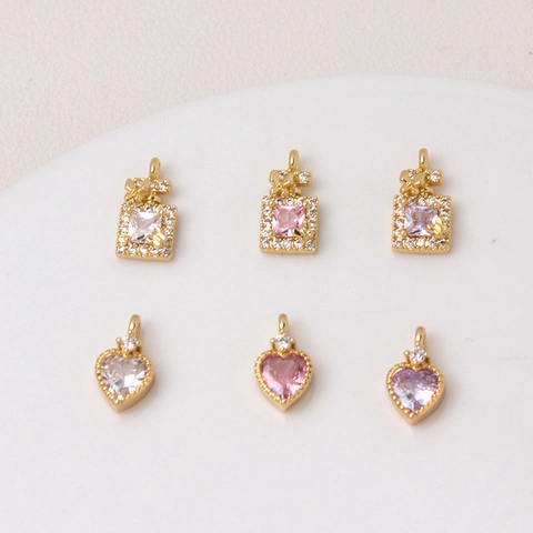 DIY Copper Gold Plated Heart Perfume Bottle Zirconia Charm Pendant For Jewelry Making Necklace Bracelet Butterfly Bee Decor