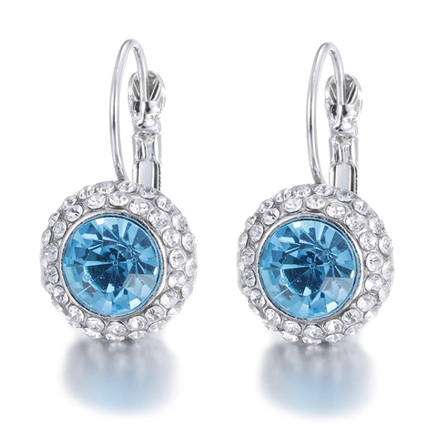 Elegante Runde Klappbügel Ohrringe Für Damen Legierung Strass Halo Hängeohrringe Funkelnde Party Hochzeit Schmuck Zubehör